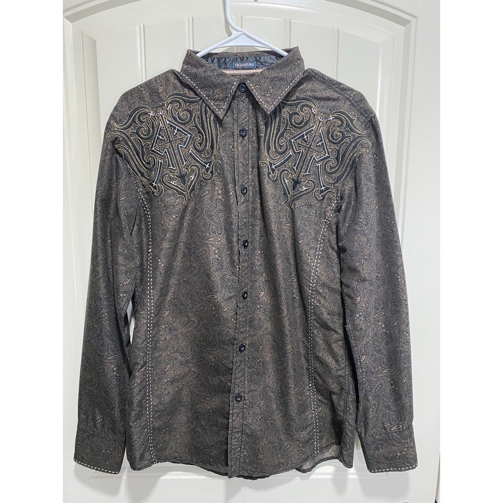 Roar Shirt Mens Small Brown Signature‎ Edition Embroidered Y2K Affliction
